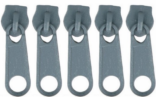3mm POSUVKY NA Zipsový pásik STROJA POSUV NA Zips ŠEDÝ - 5 ks
