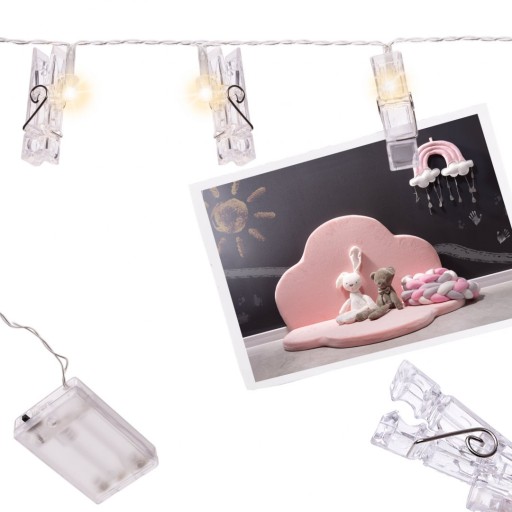 LED lampy foto klipy 1,5m 10LED teplá biela