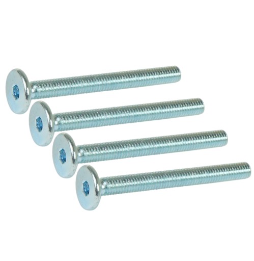 10x metrická skrutka M6 x 70 mm biela pozinkovaná s hlavou valca, nábytková skrutka