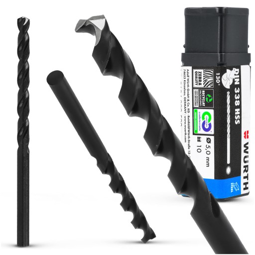 HSS ZEBRA KOV Vŕtačka DIN 338 5 mm WURTH do ocele Liatina ŠPIRÁLA