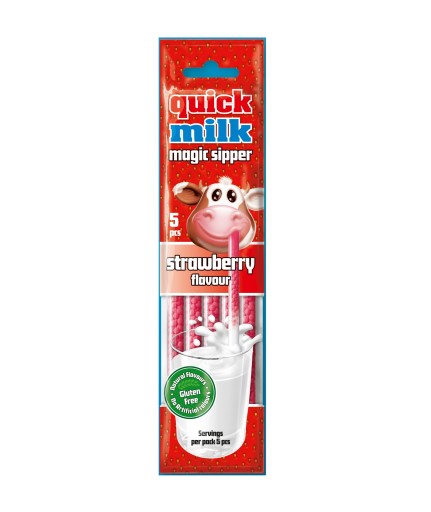 Slamky Quick Milk s príchuťou jahôd, 5 kusov