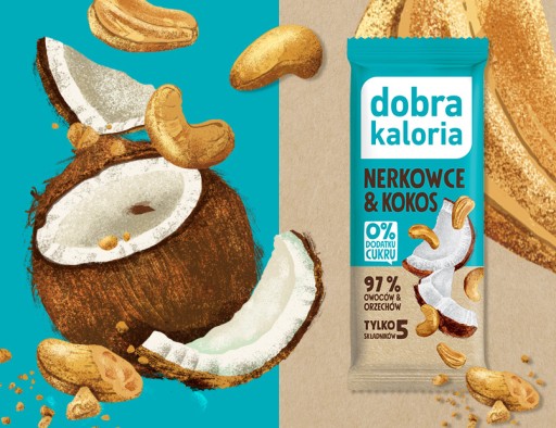 Zdravá kešu a kokosová tyčinka bez pridaného cukru Dobrá kalorická VEGE