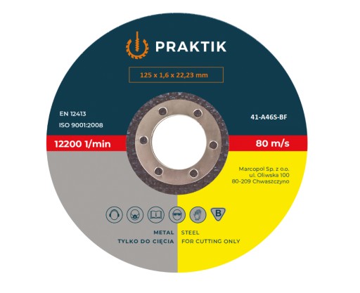 1x KOVOVÉ REZNÉ KOTÚČE 125x1,6x22,23mm PLOCHÉ
