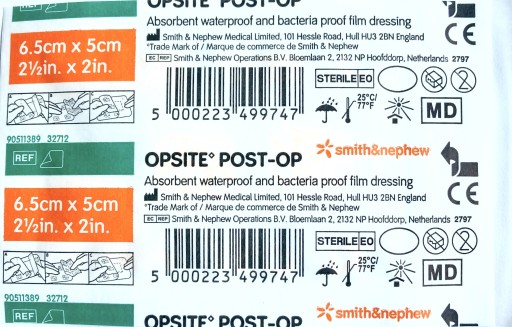 OPSITE POST-OP Vodeodolný obväz 6,5 x 5cm 1 ks