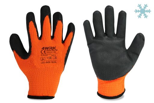 HRUBÉ ZIMNÉ PRACOVNÉ RUKAVICE S LATEXOVÝM POVLAKOM XL-10 12 PÁROV