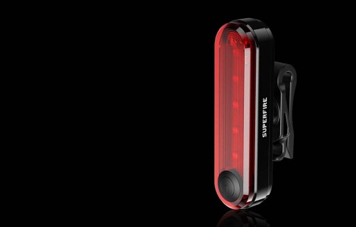 SUPERFIRE ZADNÁ BICYKLE LAMPA LED USB 230MAH ODOLNÉ 4 REŽIMY