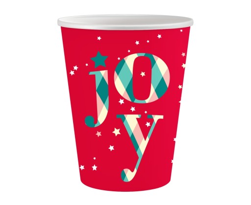 Joy červené papierové poháre na teplé a studené nápoje 250 ml 6 ks.