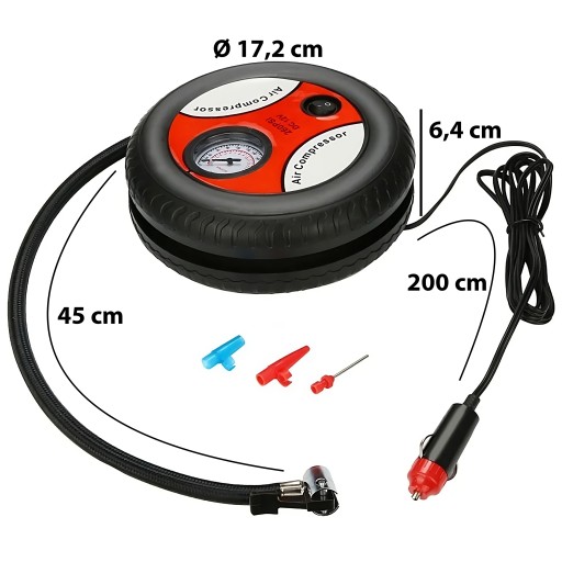 AUTO KOMPRESOR ČERPADLO KOMPRESORU KOLESÁ PNEUMATIKY GULE 260 PSI 12V 18 BAR