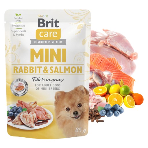 BRIT CARE MINI mokré krmivo pre psov Rabbit Salmon 85g