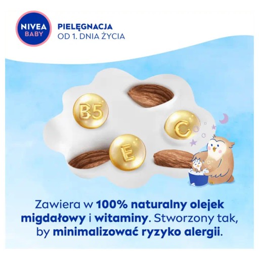 NIVEA BABY GÉL UMÝVANIE NA TELO A VLASY 2V1 PRE DETSKÚ POSTEĽKU NOC