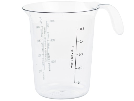 Plastový hrnček s odmerkou, kuchynská odmerka, 0,5l