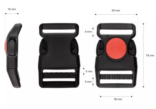 Pracka 38mm Mrazuvzdorný plastový ZÁMOK 5 ks Čierno-červený