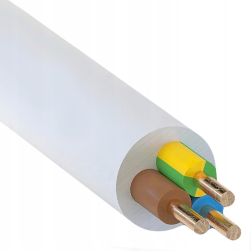 ELEKTRICKÝ KÁBEL YDY 3x2,5 450/750V BIELY 1m