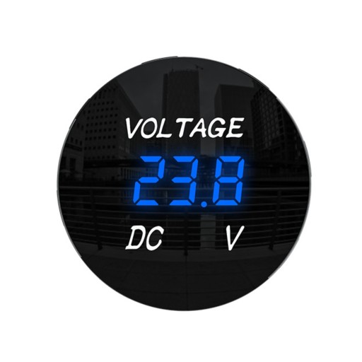 VOLTMETER NAPÄŤETER DIGITÁLNY LED ZÁSUVOVÝ TESTER okrúhly 12V 24V