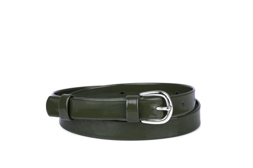 Klasický dámsky opasok, khaki lakovaný, 2 cm