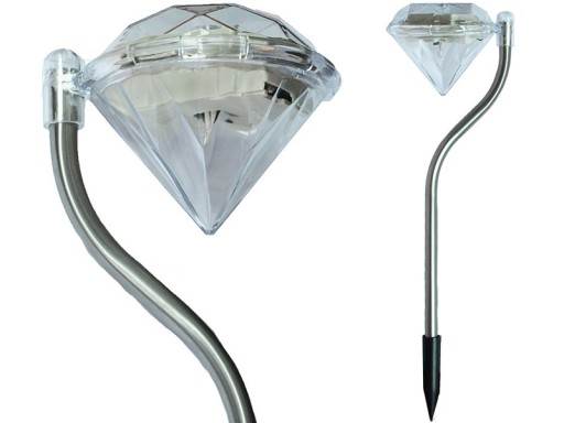 diamantová solárna lampa 2LED biela/RGB P-780