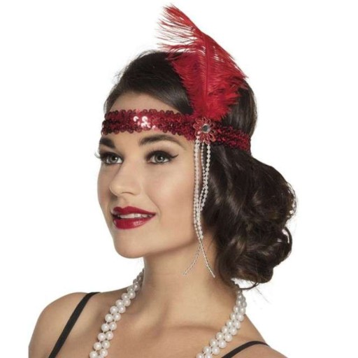 RED CABARET BAND s pierkom RETRO flitre pierko FLAPPER 20. roky 20. storočia