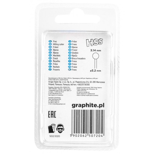 HSS fréza guľa 3,14 mm, stopka 3,2 mm, 2 ks.
