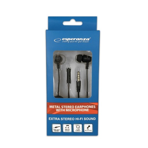 Esperanza Metal slúchadlá do uší s mikrofónom (EH205K)