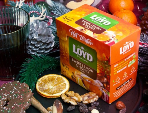LOYD citrón med zimný ovocný a bylinkový hrejivý čaj 15 tb