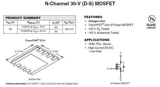 SI7192DP-T1-GE3 Vishay MOSFET 30V 60A 104W