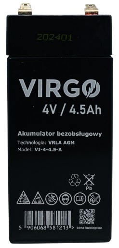 VRLA AGM BATÉRIA 4V 4,5Ah BEZÚDRŽBOVÁ (rozmer 4Ah) HMOTNOSŤ 0,52kg PREMIUM