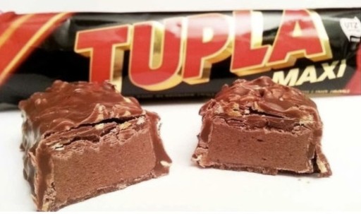 Tyčinka s karamelovým nugátom a mandľami v mliečnej čokoláde Tupla Maxi 50g