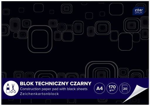 Technická podložka INTERDRUK A4, 10 listov, čierna
