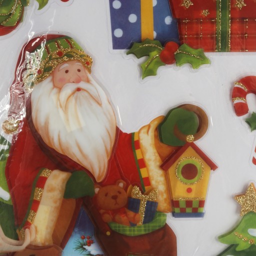 SAMOLEPIACE NÁLEPKY NA OKNO SANTA S DARČEKY 50 CM OZDOBA OZDOBY