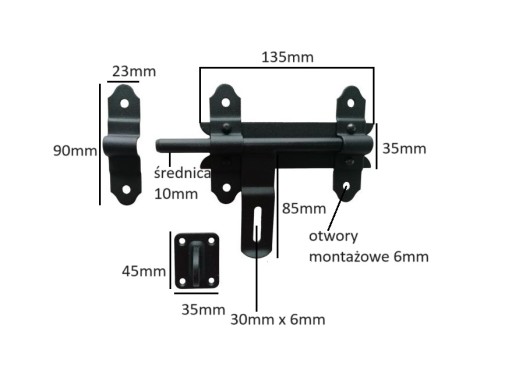 Závora zatvárania garážovej brány 150mm, lakovaná na čierno