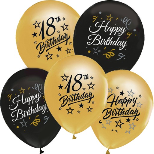 Narodeninové balóny 18 HAPPY BIRTHDAY dekorácia 18. narodeniny HEL 5 ks