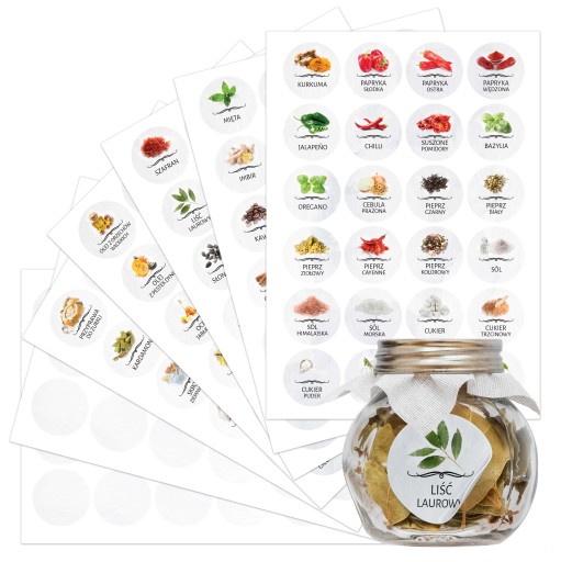 NÁLEPKY Etikety na nádobky SPICES 144 ks v 5