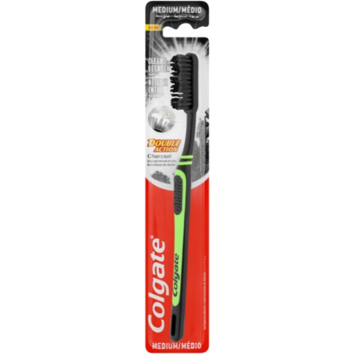 COLGATE Dvojčinná stredná zubná kefka na drevené uhlie