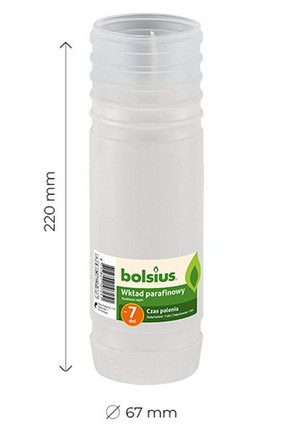 Parafínová vložka do sviečky Bolsius, biela, 7 dní