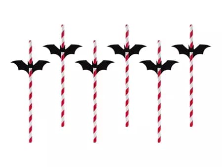 Papierové slamky s halloweenskym netopierom, 6 ks