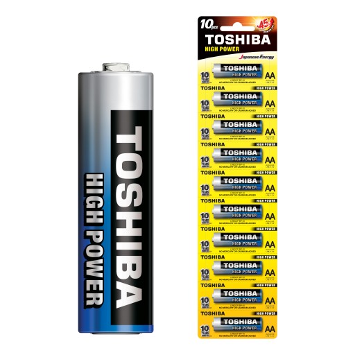10x alkalické batérie TOSHIBA FINGERS LR6 AA