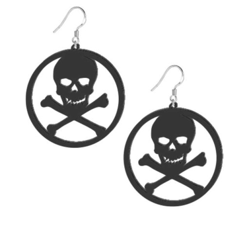 Čierne HALLOWEENSKÉ NÁUŠNICE S LEBENKOU, LEBEČKOU a prekríženými hnátmi