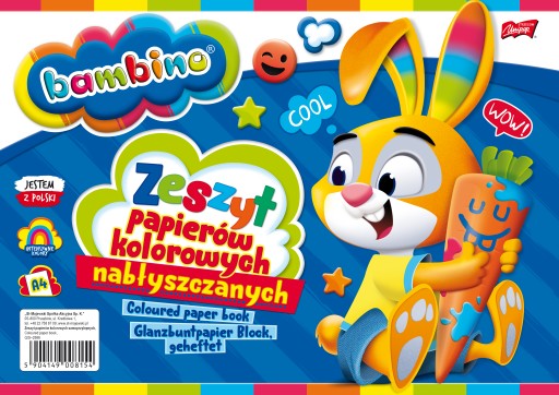 Bambino zošit A4 z farebných papierov, 10 listov
