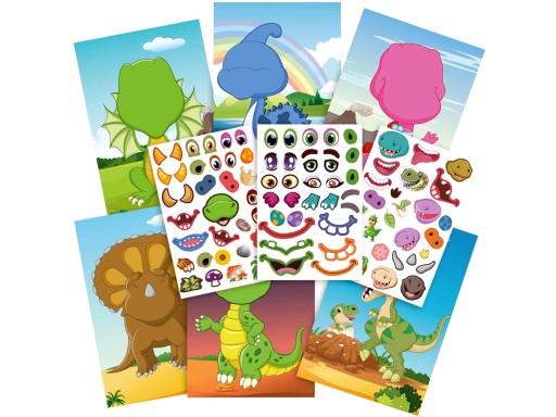 KARTY S NÁLEPKAMI Dinosaury Dino samolepky 90 ks