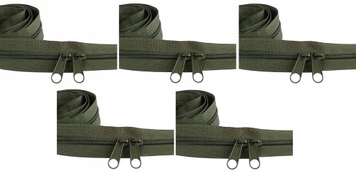 Zips 5 mm špirálový zips metrový khaki OLIVE 5 metrov + 10 zips.
