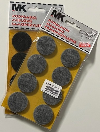 PLSTENÉ PODLOŽKY PRE NÁBYTkové STOLIČKY, SIVÁ FI 34MM