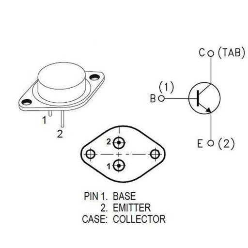 TRANSISTOR 2N3055 NPN 15A 60V 115W T03 ORIGINÁL