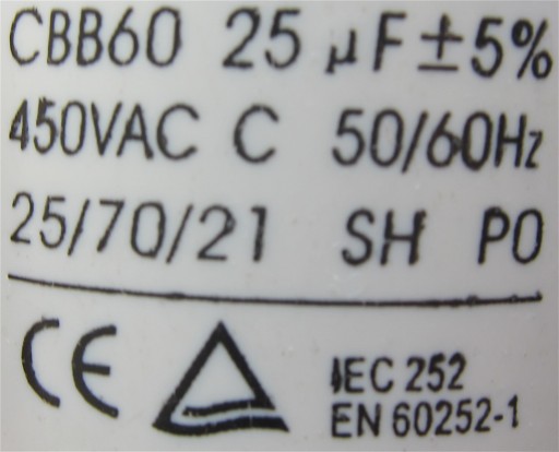 GTooL KONDENZÁTOR KD7 CBB60 25µF 450VAC C 50/60Hz
