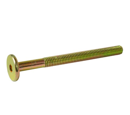 10x metrická skrutka M6 x 70 mm žlto pozinkovaná, valcová hlava, nábytková skrutka