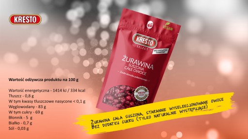 KRESTO SELECT SUŠENÉ BRUSNICE CELÉ OVOCIE 150G