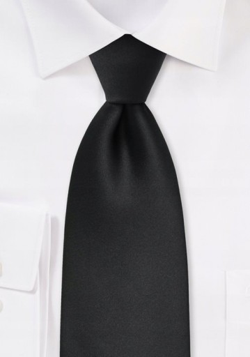 Čierna látková kravata, široká, hladká, na zips, klasická, elegantná