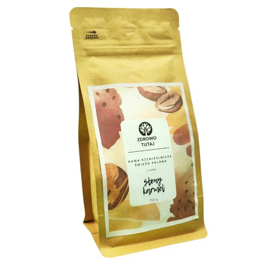 SALTED KARAMEL Zrnková káva Arabica s karamelovou príchuťou, čerstvo pražená, 150 g