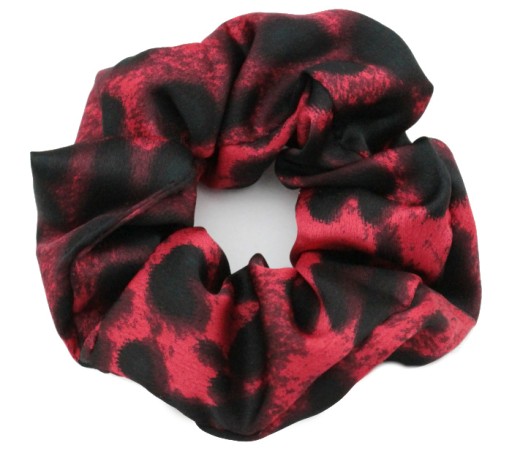 Gumička do vlasov LARGE RED SILK LEOPHER WRAPPER