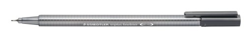 Triplus fineliner, trojuholníkový, 0,3 mm, sivý, Staed