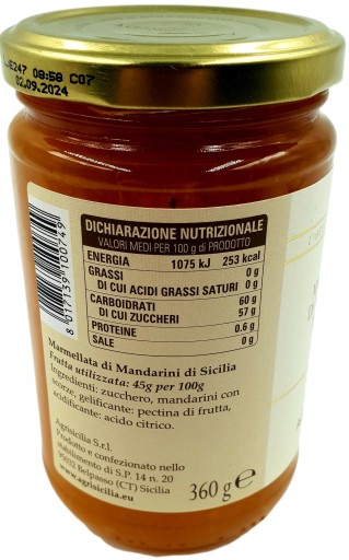 Mandarínkový džem so šupkou AgriSicilia 360g